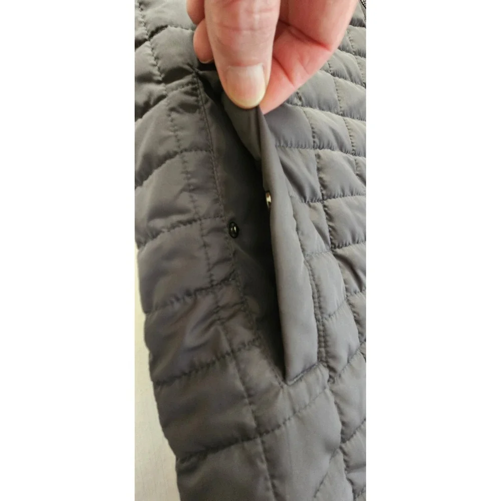 ZeroXposur Mens Quilted Puffer Jacket Gray Full Zip Fleece Collar Large